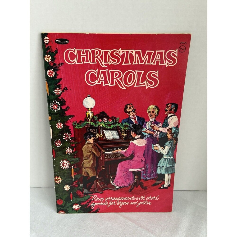 CHRISTMAS CAROLS Songbook Whitman 1966 Family Holiday Songs Piano Guitar Carols